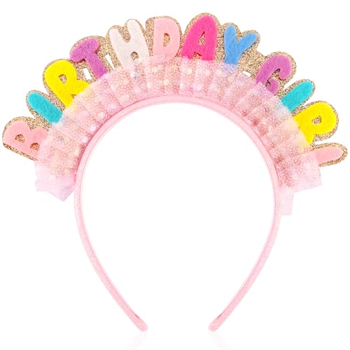 Birthday Girl Headband Crown for Women & Girls - Colorful Felt Accessory