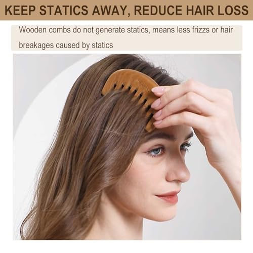 Wide Tooth Wooden Comb for Scalp Massage – Green Sandalwood