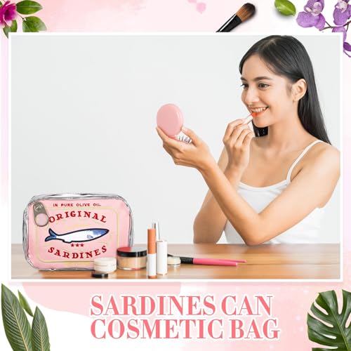 Reginary Pink Sardine Makeup Bag with Folding Mirror & Brush Set