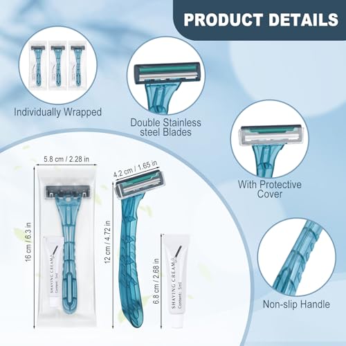 30-Pack Disposable Razors with Shaving Cream – Travel-Friendly Men's Safety Razors