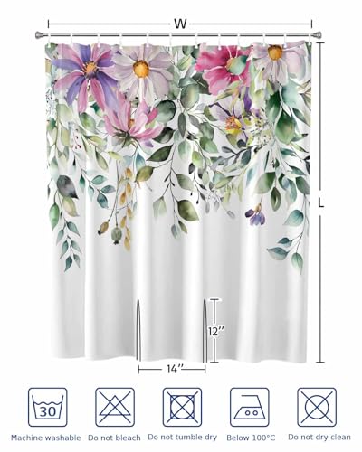 Floral Eucalyptus Split Shower Curtain - 72" Waterproof Fabric
