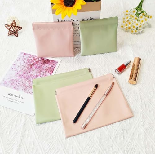 4-Pack Mini Cosmetic Bags for Purse - Waterproof Pink Makeup Pouches