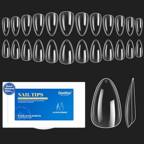 Beetles Soft Gel Nail Tips - 504 Pcs Short Almond Full Cover