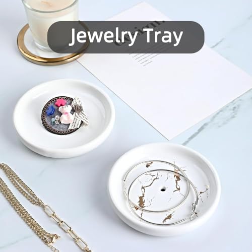 Self-Draining Ceramic Soap Dish - Compact White Tray for Soap & Jewelry