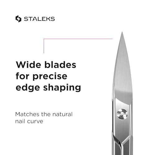 STALEKS PRO SMART 30 Nail Scissors, Curved Blade Stainless Steel Manicure Tool