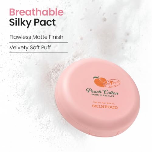 SKINFOOD Peach Cotton Pore Blur Pact 4G - Oil Control Primer for Oily Skin