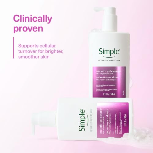 Simple Smoothing Gel Cleanser - Hydrating Exfoliating Face Wash for All Skin Types - 8.11 oz