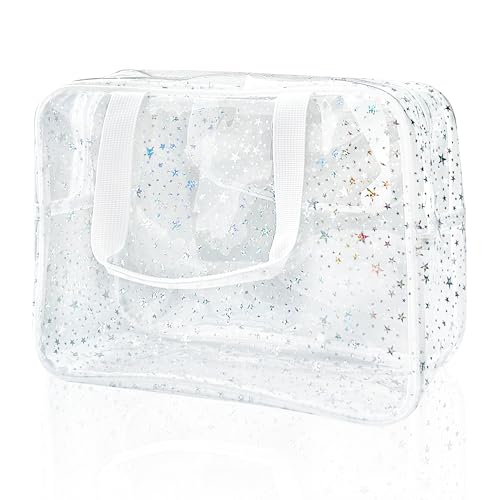 Transparent PVC Holographic Star Makeup Bag - Durable Travel Pouch