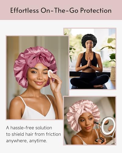 Yanideer Adjustable Satin Bonnets - 3 Pcs Double Layer Hair Cover