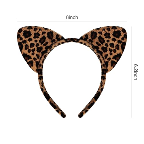 YARIEW Cat Ear Headbands for Women - Leopard Print 12-Pack Costume Set
