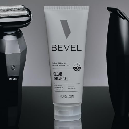 Bevel Essentials Clear Shave Gel for Men, Clear Shave Gel for Precise Detailing and Edging with Aloe Vera and Cucumber Extract to Soothe Skin and Prevent Razor Bumps, 4 Fl Oz