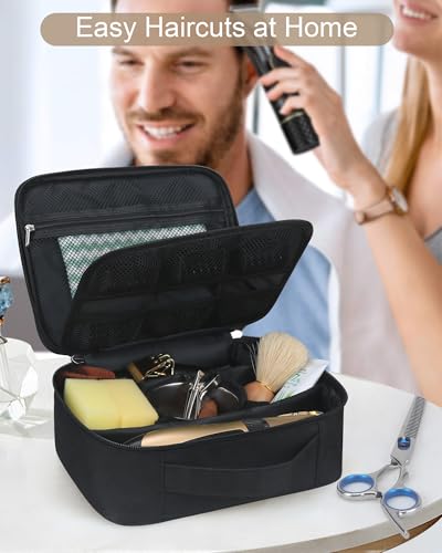 Meiiy Large Black Barber Tool Bag for Hair Clippers & Grooming Accessories