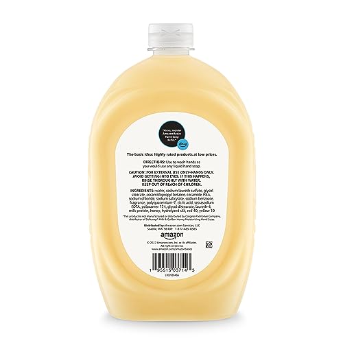 Amazon Basics Milk & Honey Liquid Hand Soap Refill, 50 Fl Oz Pack of 4, Triclosan-Free & pH Balanced