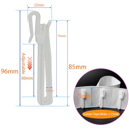 30 Pcs Adjustable Curtain Hooks for Drapes & Shower Curtains