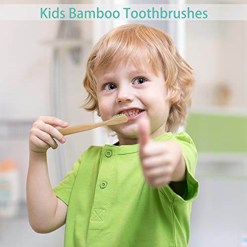 Boao 10 Pack Kids Bamboo Toothbrushes - Soft Bristle, BPA-Free