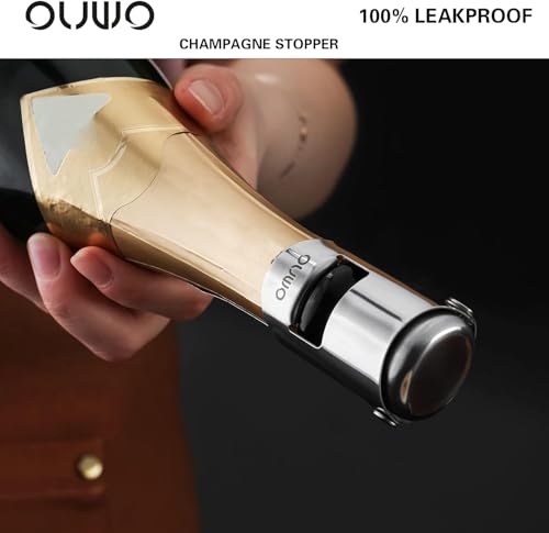 Stainless Steel Champagne Stopper 6 Pack - Leak-Proof & Reusable