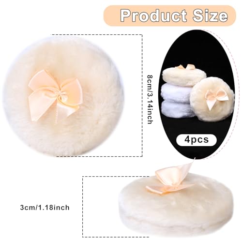 4PCS Large Fluffy Makeup Puffs - Soft Washable Face & Body Powder Puffs