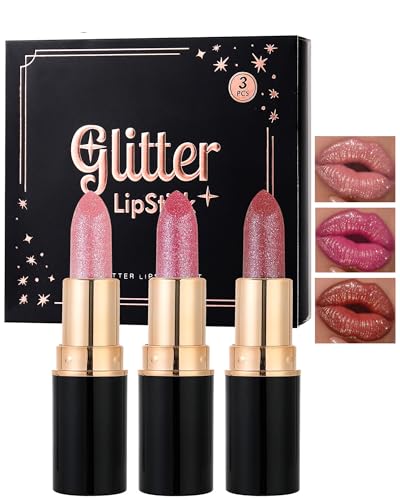 DuaTana Metallic Glitter Lipstick Set - 3 Long Lasting Shades