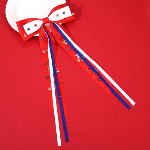 Vokone 4th of July Patriotic Hair Bows for Women & Girls Red White Blue Star Clips