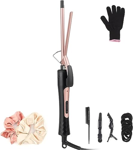 3/8 Inch Small Curling Iron Wand for Tight Spiral Curls with 2