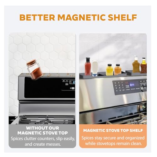 30" Magnetic Silicone Stove Top Shelf - Heat Resistant Spice Rack