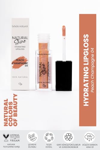 Bade Natural Moisturizing Lip Gloss - Peach Champagne, Non-Sticky Shine