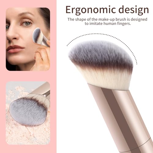 MAANGE Gold 3PCS Foundation Makeup Brush Set - Double-ended Kabuki & Blush Brushes