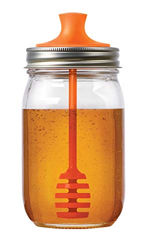 Honey Dipper Lid for Regular Mouth Mason Jars - No-Mess Design