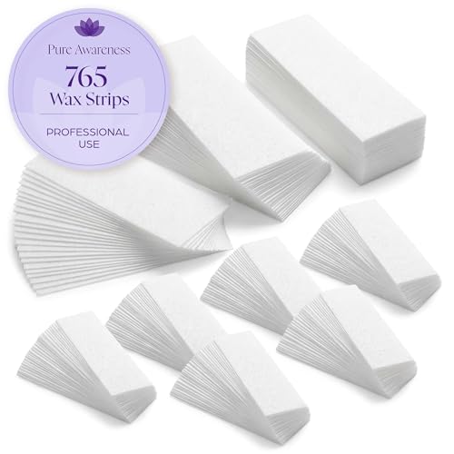 765 Professional Wax Strips for Waxing ? Tear-Resistant Fabric Hair Removal Strips ? 225 Large & 540 Small ? Reusable for Warm Wax & Sugar Paste ? Face, Body & Intimate Areas