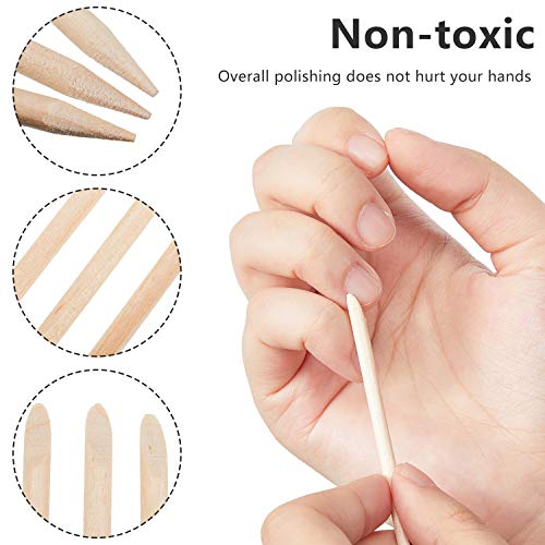 200pcs Wood Cuticle Pusher Sticks - Double Sided Nail Tool