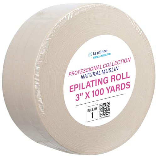 3” W x 100 Yds Natural Tear-Resistant Muslin Epilating Roll for Waxing - LA MIERE