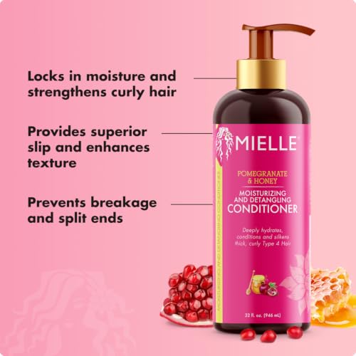 Mielle Organics Pomegranate & Honey Detangling Conditioner 12 oz - Hydrating & Strengthening for Curly Hair