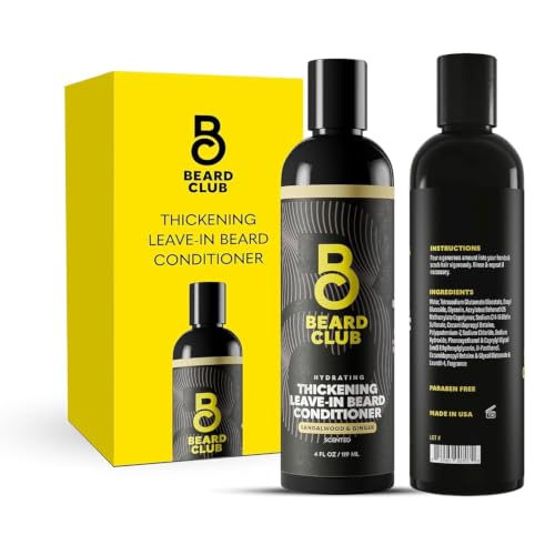 The Beard Club Thickening Leave-In Beard Conditioner – Sandalwood & Ginger – Hydrating, Softening & Nourishing – 4oz