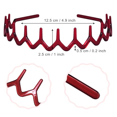 Duufin 20 Colorful Plastic Zig Zag Headbands for Women & Girls
