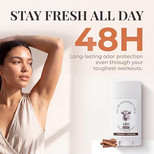 Tallow Deodorant Stick with Sandalwood – Aluminum-Free, All-Body Odor Protection