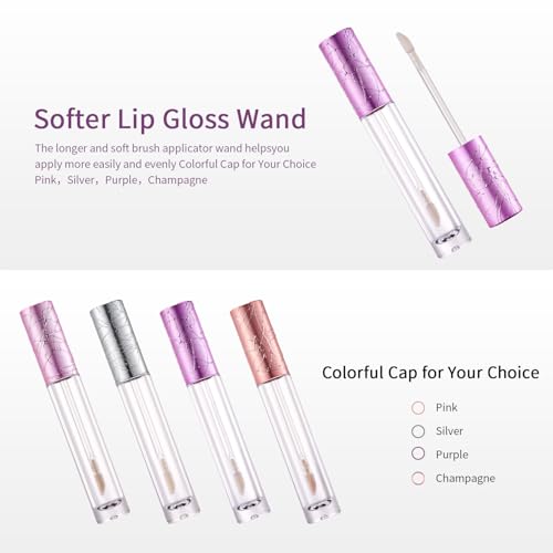 CAIYA Purple 10PCS Refillable Lip Gloss Tubes with Wands - 6ml DIY Containers
