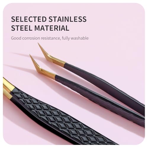 ANNAFRIS Fiber Tip Lash Tweezers for Volume Eyelash Extensions