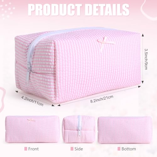 Giesiery Pink & Blue Striped Makeup Bags Set - Travel Cosmetic Organizer for Women
