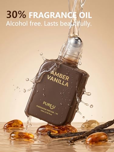 PUREU Amber Vanilla Pheromone Perfume Oil Rollerball - 0.34 Fl OZ