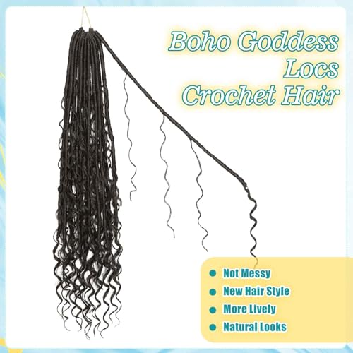 DACAI XIU 4# Boho Soft Locs Crochet Hair 30 Inch 8 Packs Goddess Faux Locs