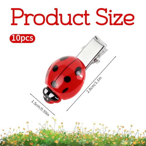 10 Cute Ladybug Hair Clips - Fun Red Insect Barrettes for Girls