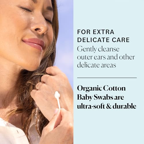 Sky Organics Organic Baby Cotton Swabs, 180ct - Hypoallergenic & Chlorine-Free