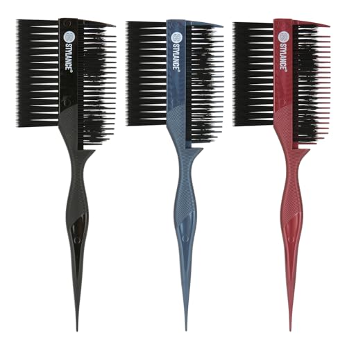 STYLANCE Professional Hair Dye Brush Comb Set - Dual-Sided Multicolor Applicator for Balayage & Highlights