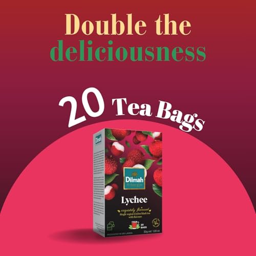 Dilmah Lychee Black Ceylon Tea - 20 Individually Wrapped Bags