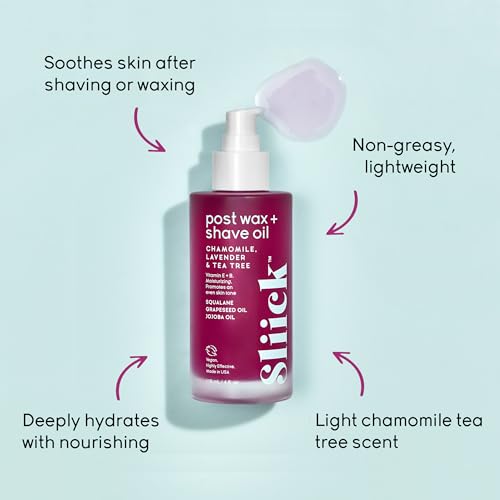Sliick Post-Wax & Shave Oil 4 fl oz – Soothing Chamomile, Lavender & Tea Tree