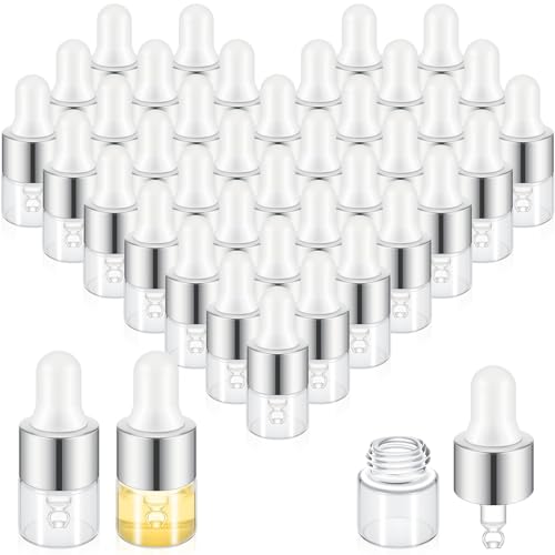 Didaey 4 Pcs 1ml Silver Glass Oil Dropper Bottles - Mini Sample Containers
