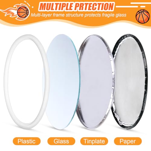 Yookeer 18 Pack Portable Basketball Makeup Mirrors for Team Gifts, 2.76 Inch Compact Sport Pocket Mirrors for Purse and Bag