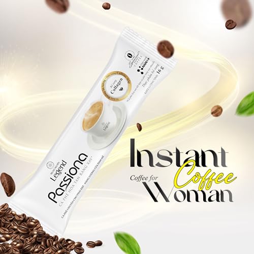 TRUNG NGUYEN LEGEND Passiona Instant Coffee with Collagen - Low Caffeine, Diet Sugar, Energy Boost (14 Sticks)