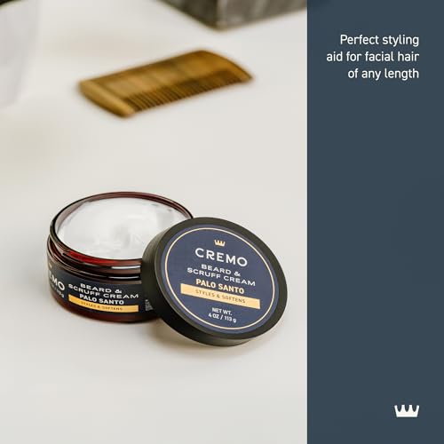 Cremo Beard & Scruff Cream, Palo Santo - 4 oz Moisturizing & Styling