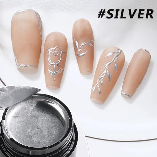 SUTOKAKA Metallic Nail Gel Kit - 5ml Gold & Silver Duo for 3D Art